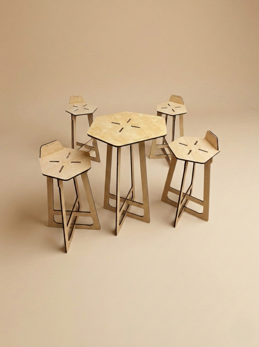 Set Tavolo Alto + 4 Sgabelli - FIBRA SE
